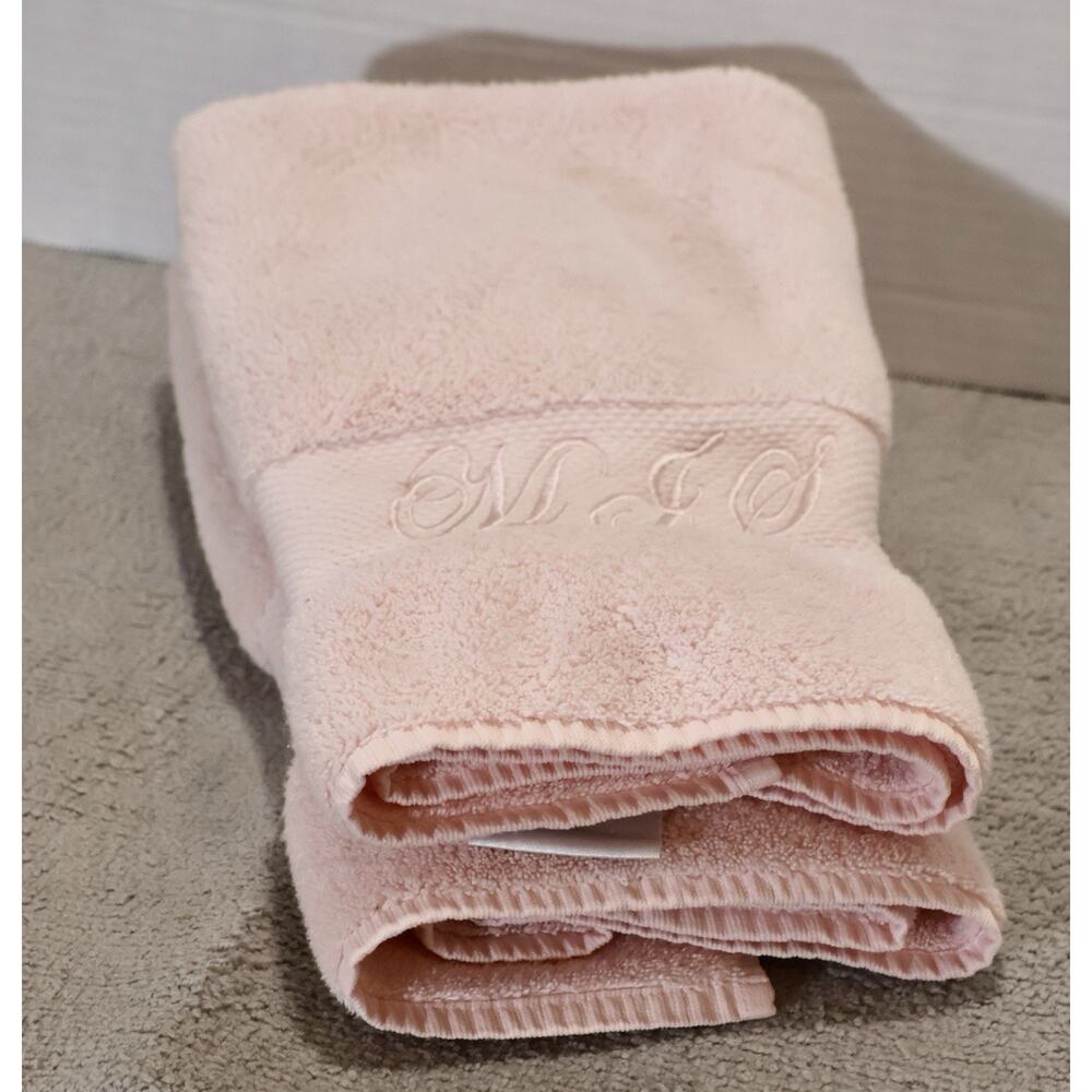FrontGate Bath Hand Towel Pink Set Of 2 Monogrammed 100% Turkish Cotton